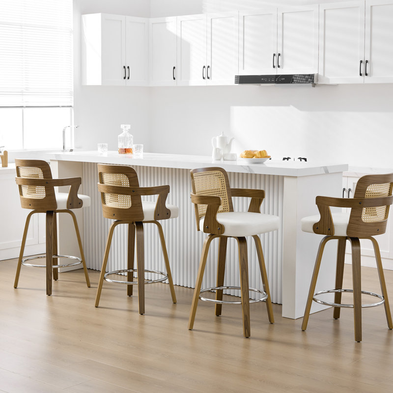 Tabouret de bar et tabouret de bar 26,77 po avec accoudoirs, Blanc, Tabouret de bar (siège d'une hauteur de 29 po)