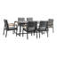 Ensemble repas d'extérieur en aluminium et teck avec coussins 7 pièces Urgeon-56436445-56436444
