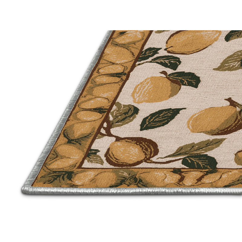 Tapis à six fruits coing lavables Ginza, Tapis de couloir 2 pi x 5 pi