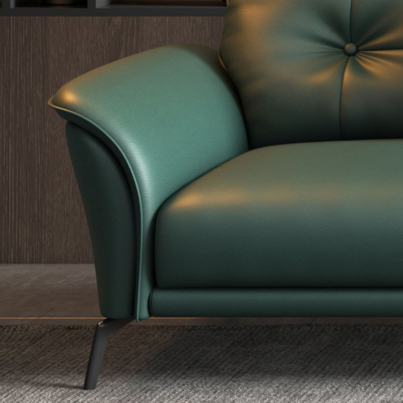 Causeuse-coussin standard en cuir véritable vert foncé, Vert foncé, H 32,28 po x l 70,08 po x P 35,43 po