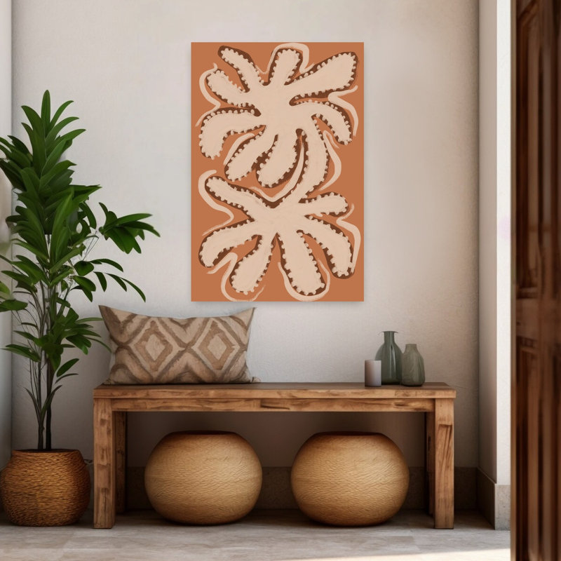 «Earthy Organic Shapes Abstract Modern Organic Plant Landscape», reproduction d'art murale, 48" H x 32" W
