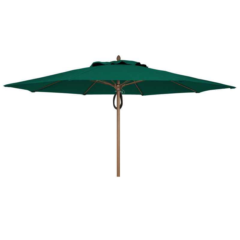 Parasol de marché 11 'Prestige, Velours vert forêt, Bronze champagne