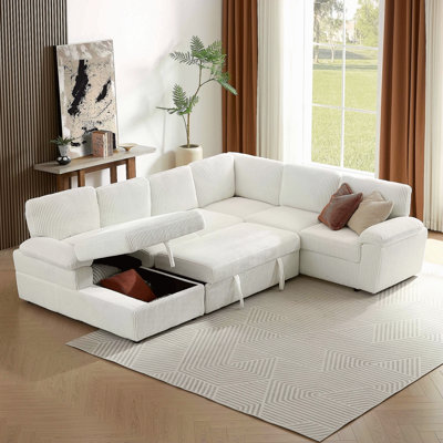 Oversized Modular Storage Sectional Sofa Couch For Home Apartment Office Living Room,Free Combination L/U Shaped Corduroy Upholstered Deep Seat Furniture Convertible Sleeper Sofabed LEFT