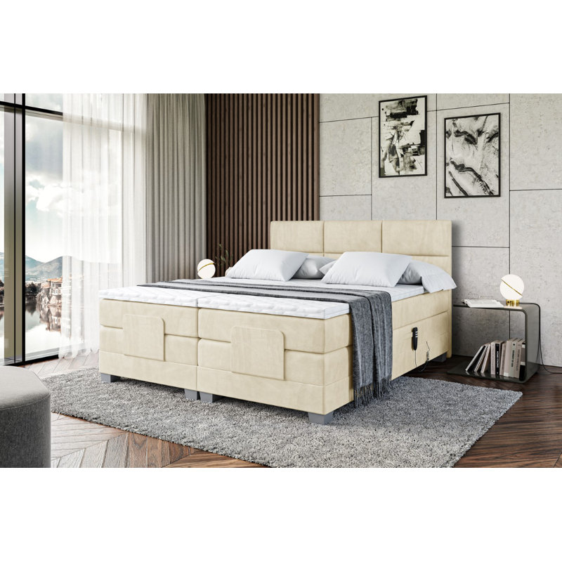 Orlo Bed with Mattress, 140 x 200cm, Beige