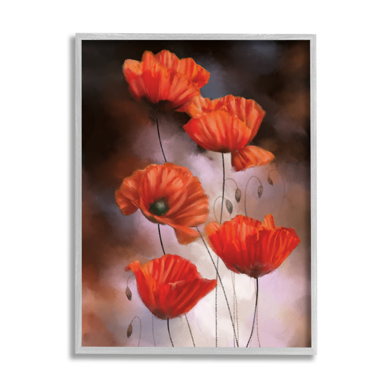 «Red Poppies Rising Vibrant Floral Blossoms» par Ziwei Li - impression sur toile, H 14 po x l 11 po