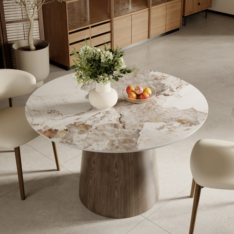 Table de salle à manger Mid-Century, H 29,53 po x L 43,31 po x l 43,31 po, Lux ambre
