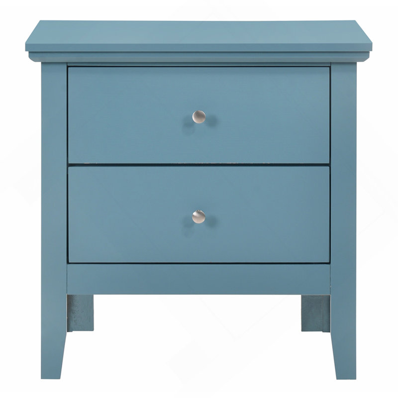Teal Elegance Nightstand With Drawers