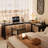 Modern All-Solid Wood L-shaped Black Desk-1205555270