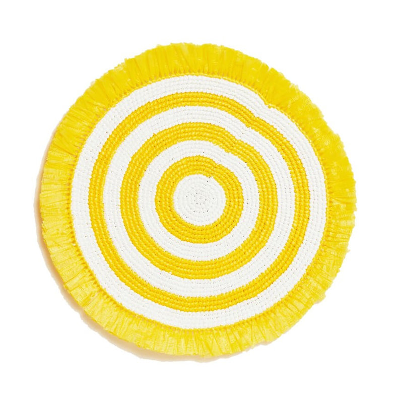 Napperons tissés à franges, Jaune / blanc