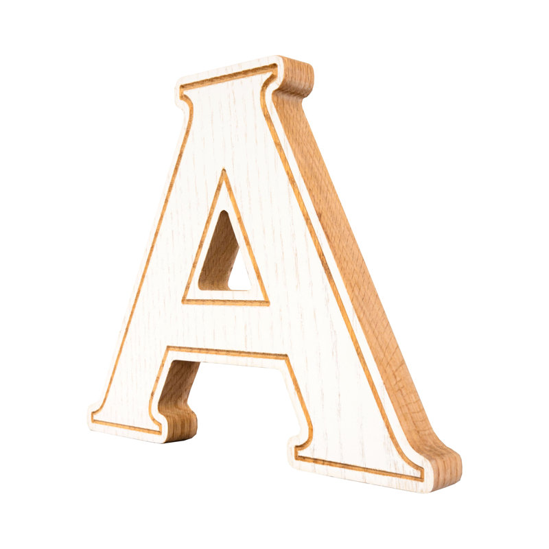 Rayne Solid Oak 8" Letter, White, A