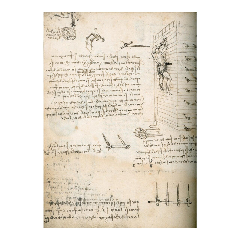 Cahier de dessin des crochets de Leonardo Da Vinci - Estampe numérique, H 20 po x l 16 po