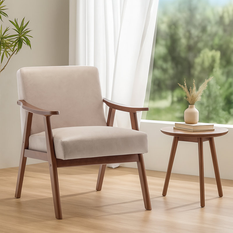 Fauteuil de réception Maret 30,71 po, Tissu de couleur chameau clair Tech