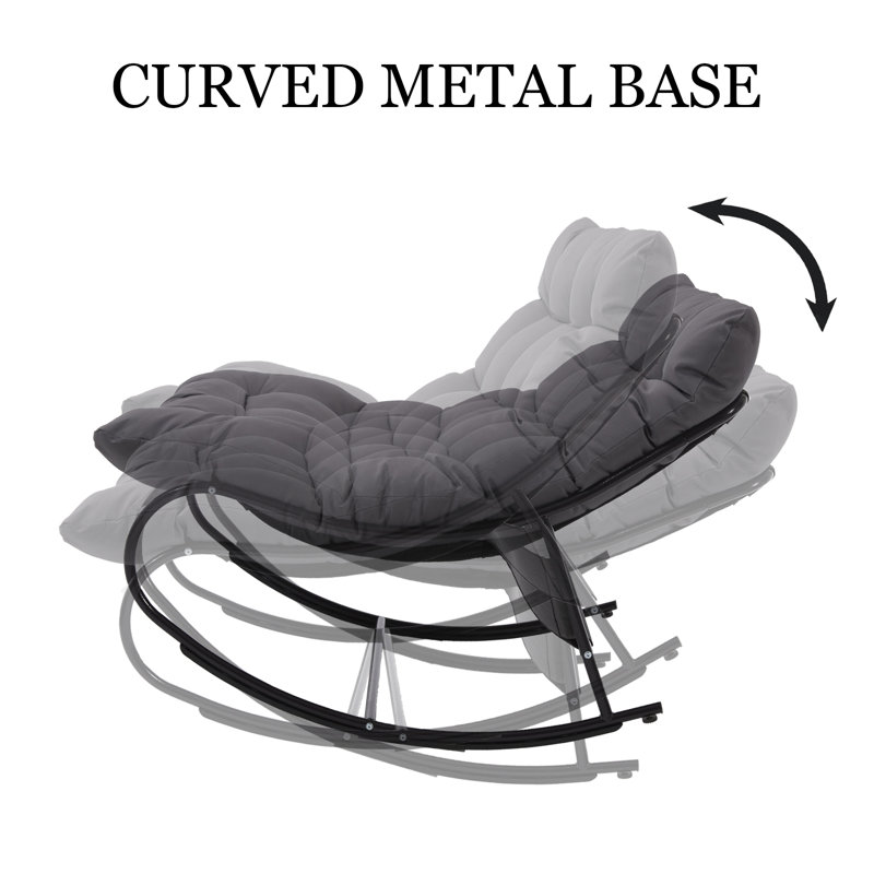Metal Outdoor Rocker Chair with Cushions, Gray