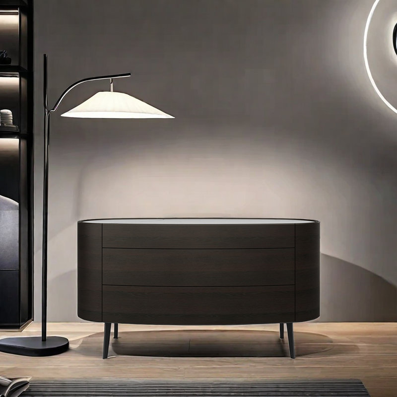 Armoire d'appoint haut de gamme en bois massif, Noir