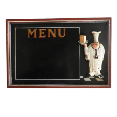 Chef Menu Solid Wood Wall Hanging Memo Board - Hand Finished Wipe Clean Menu Display Bulletin Board with Hook