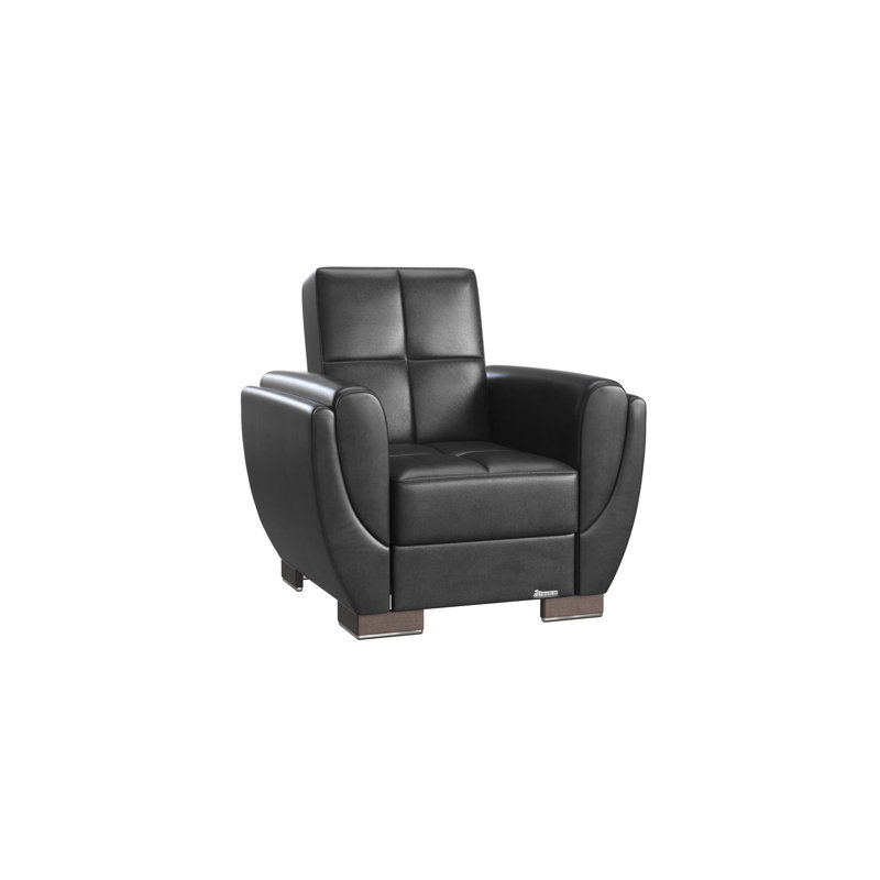 Fauteuil rembourré convertible avec rangement, polyuréthane, Noir