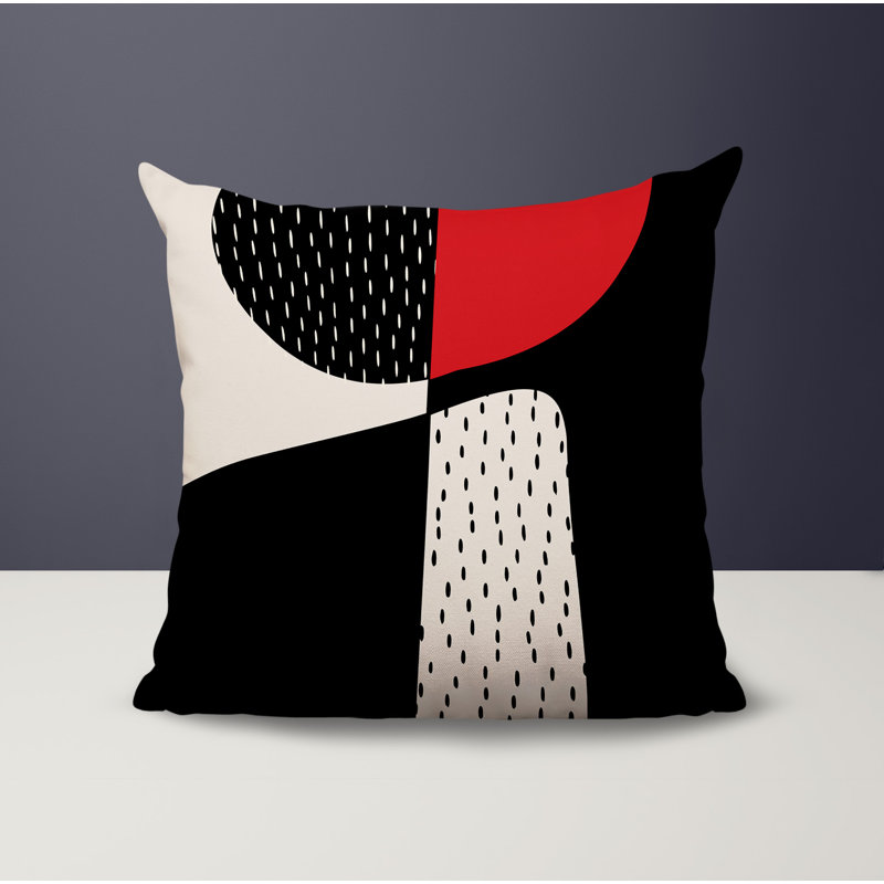 Coussin carré intérieur / extérieur pia, H 15 po x l 15 po, Rouge / noir / blanc cassé
