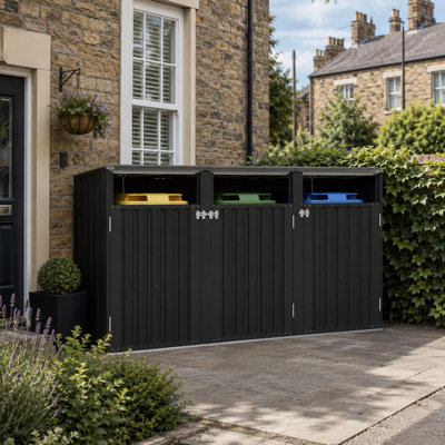 Wooden Triple Bin Store