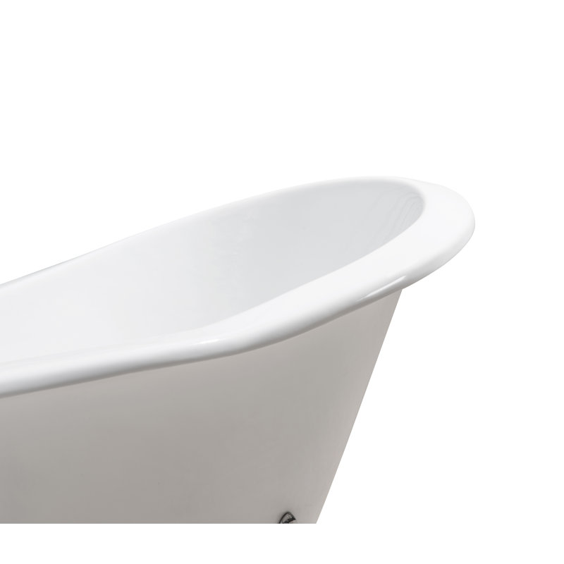 Baignoire de trempage sur pattes 72 "avec drain, pattes et plateau en bambou 72" Streamline, Chrome poli, Chrome poli
