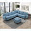 Repose-pieds capitonné bleu royal avec rangement en bois massif | Salon Chambre à coucher | Noir | Bois