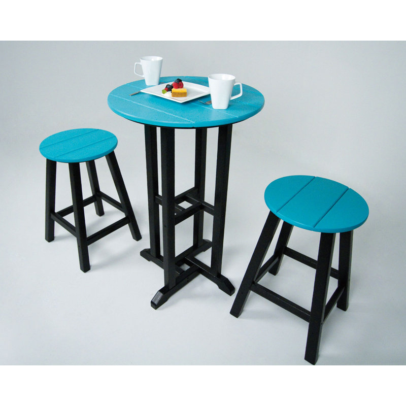 POLYWOOD Tables Round Dining Table, 42" H x 24" W x 24" L, White & Lime