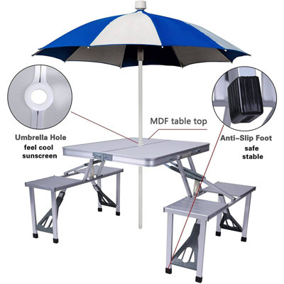 Table pliante réglable 26,7 po avec 4 chaises Sipriano