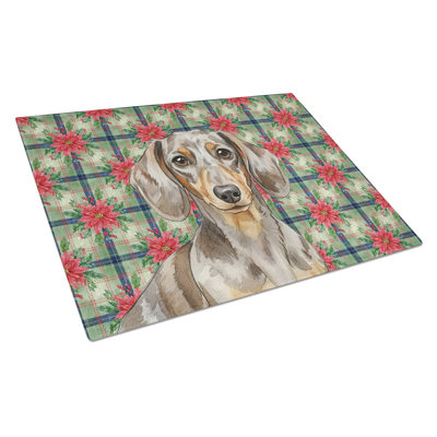 Planche à découper Dapple Dachshund Christmas PoinsettIas