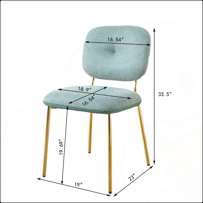 Ensemble de 2 chaises de salle à manger modernes, Vert, Or