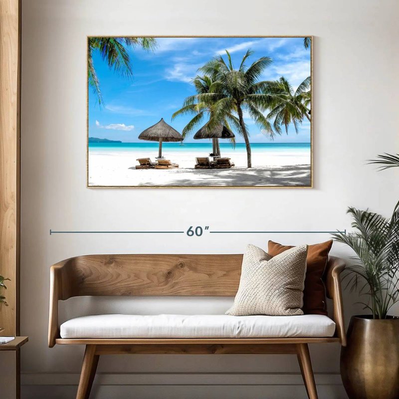 Bord de mer Boracay, Cadre flottant en bois naturel, 46 po x 31 po
