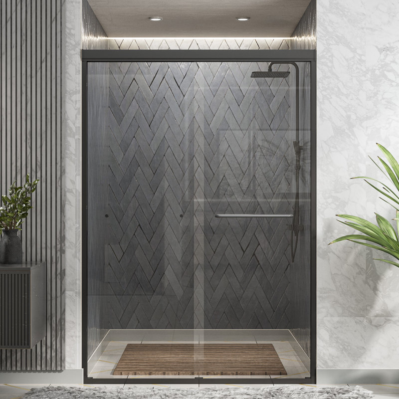 57" - 60" W x 72" H Double Sliding Door Semi-Frameless Glass Shower Door