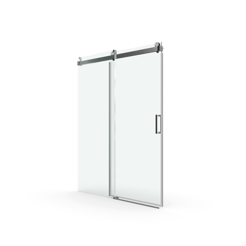 Porte de douche sans cadre à fermeture en douceur, verre trempé de 1/4 po (6 mm) avec revêtement antidéflagrant