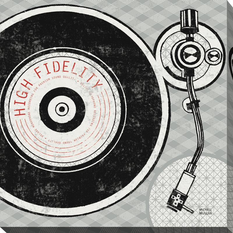 Rétro tourne-disque analogique - impression sur toile, H 36 po x l 36 po x P 1,5 po