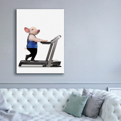 Trinx 'Pig On Treadmill' by John Hovenstine Canvas Wall Art, 40" x 54"