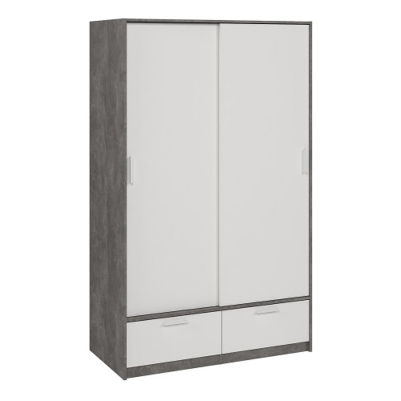 Lashuna 2 Door Manufactured Wood Wardrobe, White/Gray