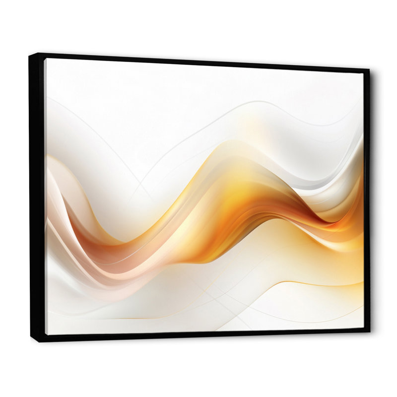 «Gold and White Fractal Tsunami VII», reproduction sur toile, H 30 po x l 40 po x P 1,5 po, Cadre flottant noir