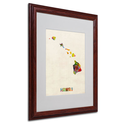 « hawaii map » par michael thompsett, impression encadrée