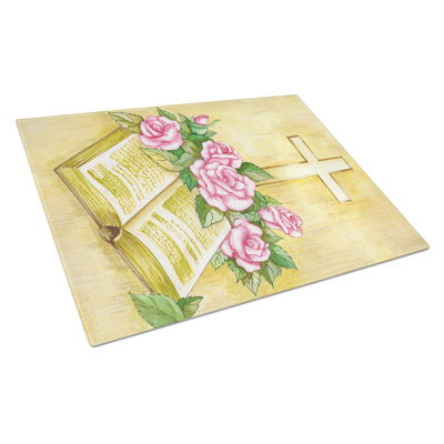 Tapis de pâques biblique avec planche à découper en verre roses caroline