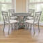5-Piece Vintage Extendable Dining Table Set, Round-to-Oval Table & 4 Padded Chairs-205711396-205711386