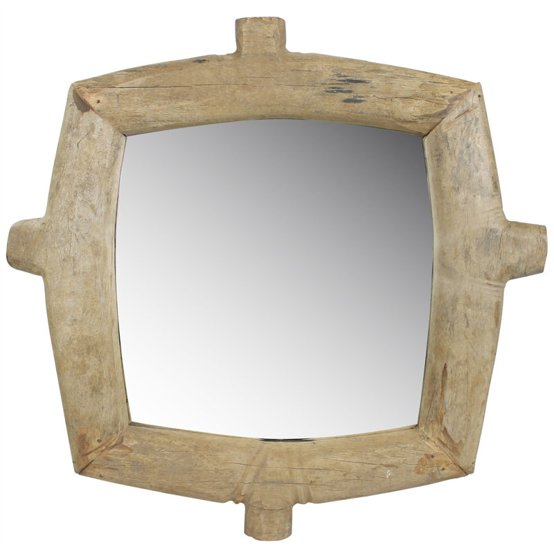 Miroir mural en bois naturel, 16 po x 16 po, Brun naturel