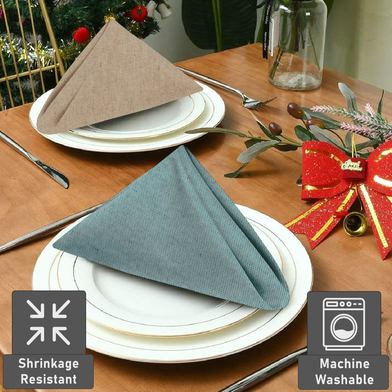 Multicolor Chambray Poly Cotton Square Cloth Napkins, Set of 12