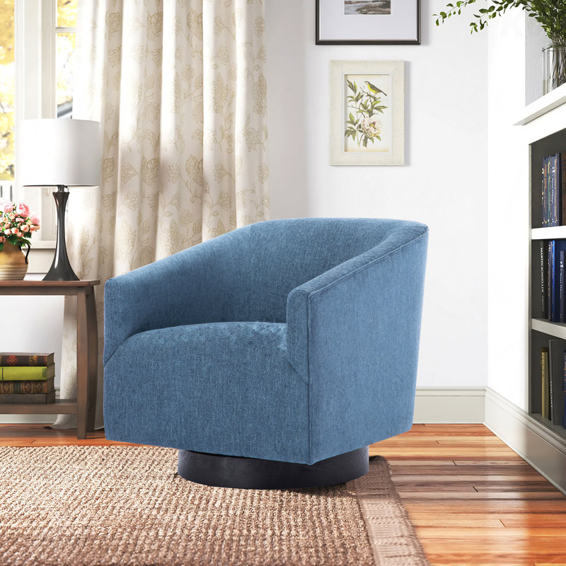 Fauteuil demi-tonneau pivotant Bevis, Tweed bleu