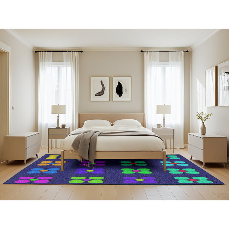 Tapis mauve/bleu à tisser électrique, Rectangle 5 pi x 8 pi
