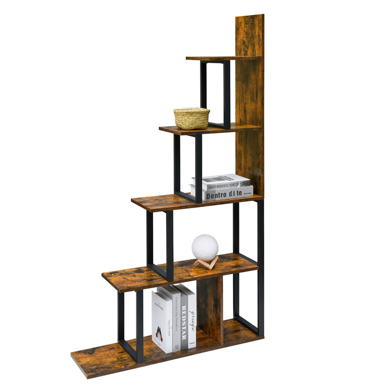Urcino 160cm H x 90cm W Step Bookcase, Brow/Black