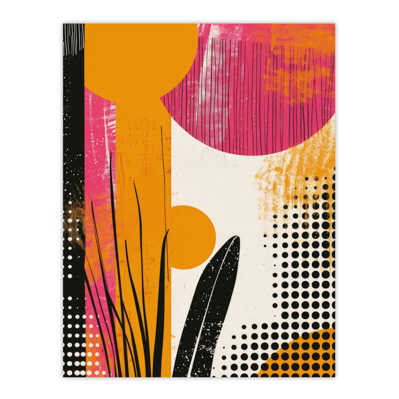 Wall Art Print Abstract Grunge Boho Orange Pattern Design Poster