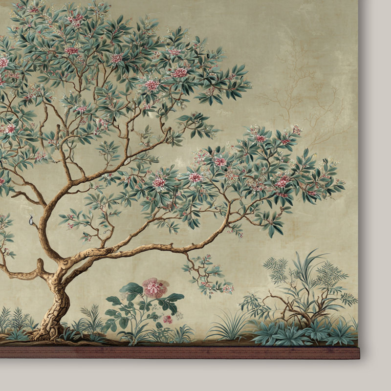 Arbre mural très grand arbre de vie rétro - Tenture murale botanique sur toile, H 32 po x l 48 po