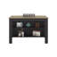 Îlot de cuisine large avec plateau de table spacieux, 3 tablettes de rangement ouvertes, quatre pieds robustes et poste de travail de préparation des repas confortable-132973037-132973039