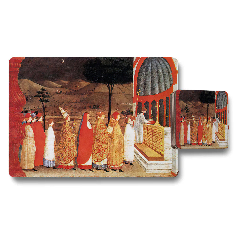 Decorative Medieval Ceremony Scene Placemats And Coaster Set