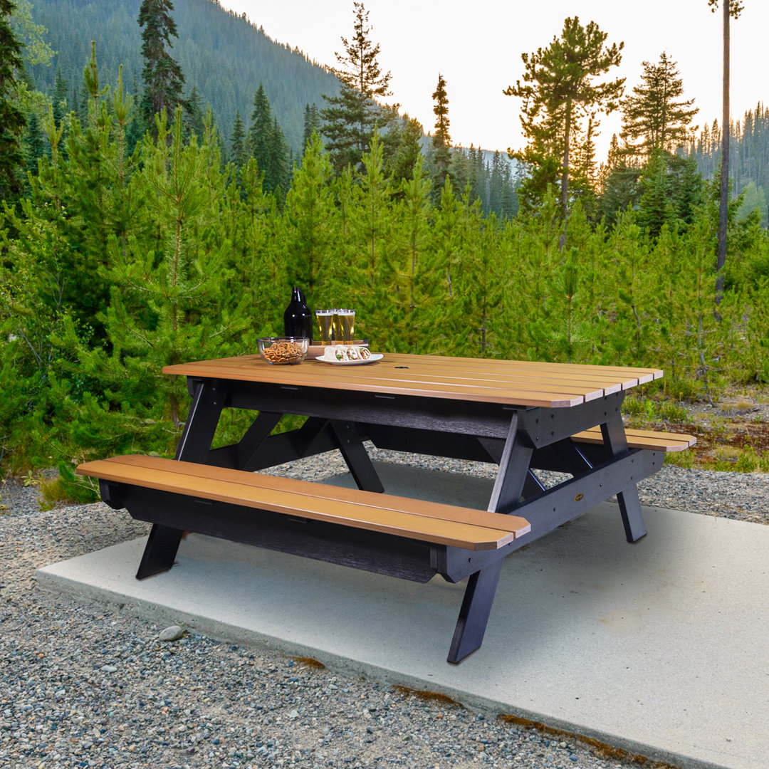 Maura Rectangular 6 - Person 72" Long Picnic Table Rosecliff Heights Frame 
