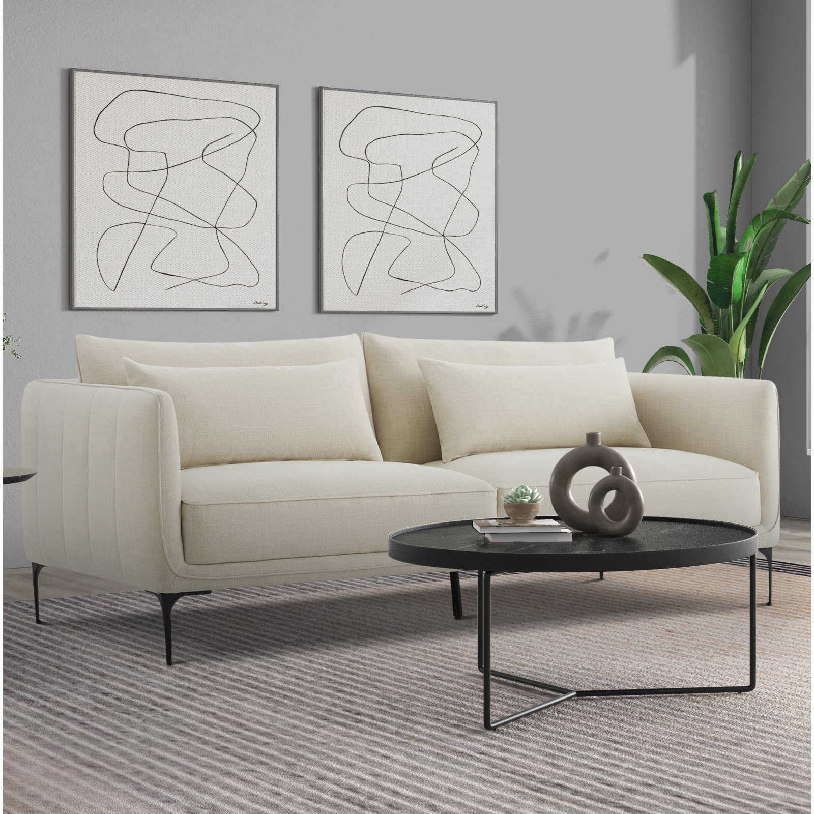 Rae 84'' Upholstered Sofa, Effie Linen Performance Linen