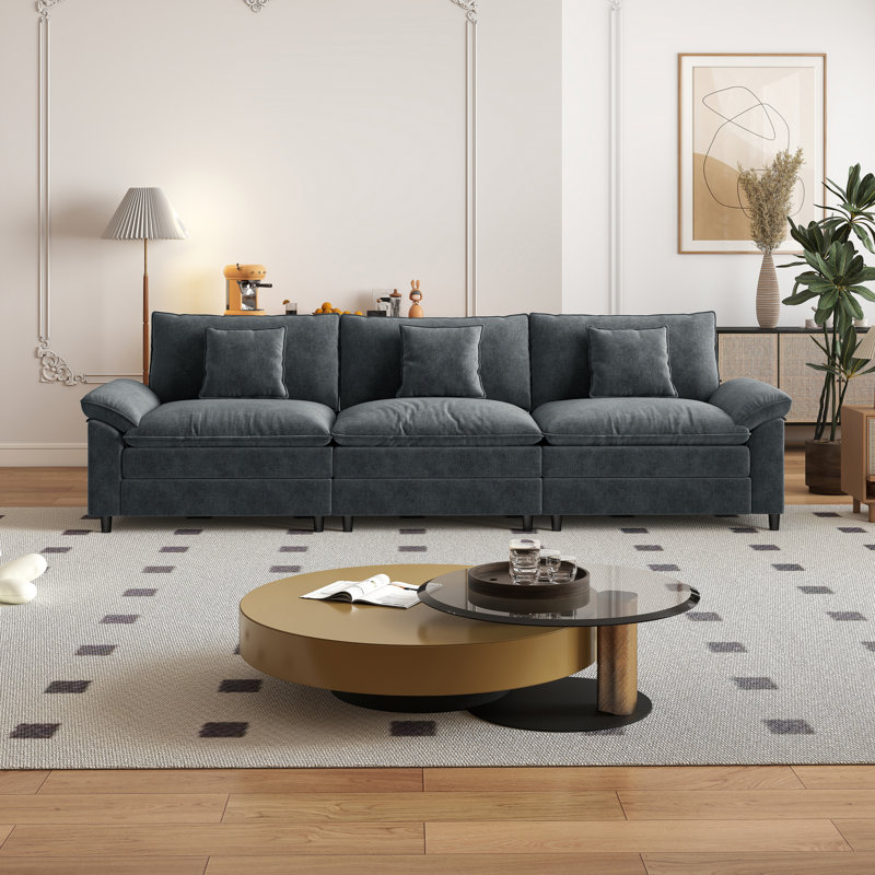 Canapé modulaire en chenille de 121,6 po, Gris
